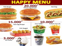 Lotteria Happy Menu khuyến mãi trong tháng 3