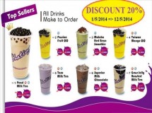 Trà sữa Chatime giảm giá 20% trong tháng 5