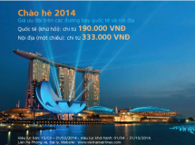 Vietnam Airlines giá 825.000 đồng/ vé khứ hồi Singapore