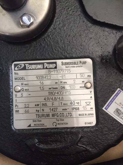 (* 0983.480.896 *) Bán máy bơm Tsurumi 50U21.5 xuất xứ Japan 