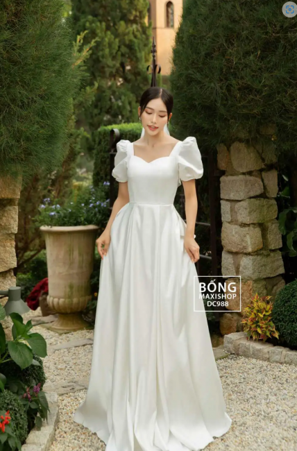 10 mẫu váy cưới trắng đơn giản tại Bống Maxi