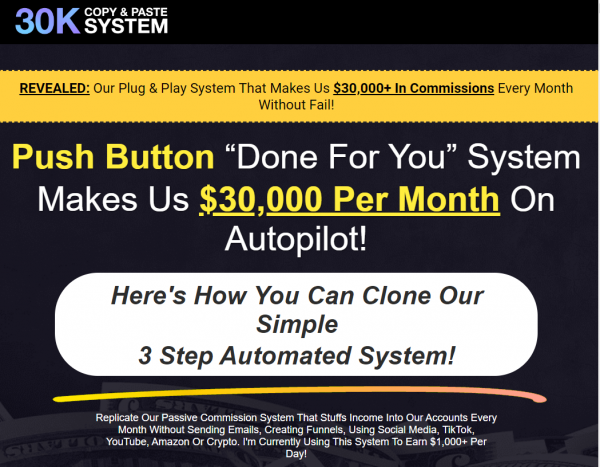 30K Copy & Paste System OTO - 2022 Full 10 OTO Upsell Links + 88VIP 2,000 Bonuses Value $1,153,856