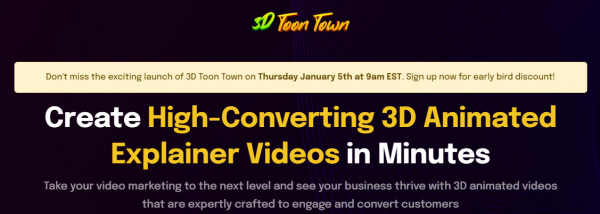 3D Toon Town OTO 1 to 2 OTOs Bundle Coupon + 88VIP 3,000 Bonuses Upsell