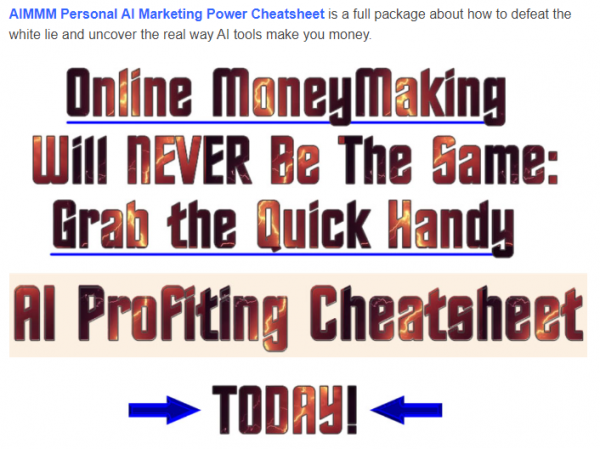 AIMMM Personal AI Marketing Power Cheatsheet Review - VIP 3,000 Bonuses $1,732,034 + OTO Link Here