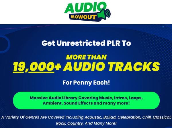 Audio Blowout PLR OTO 1,2 Upsells OTO Links + VIP 2,000 Bonuses 