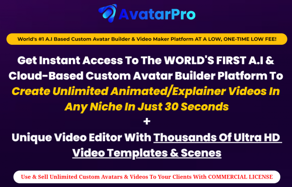 AvatarPro OTO 1 to 5 OTOs Bundle Coupon + 88VIP 2,000 Bonuses Upsell