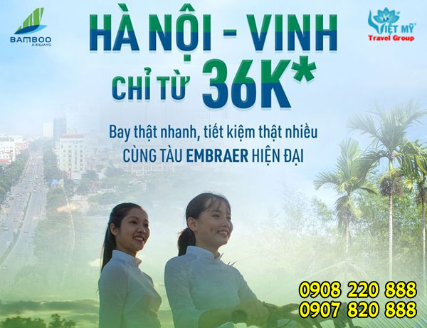 Bamboo Airways khuyến mãi Hà Nội – Vinh chỉ từ 36K