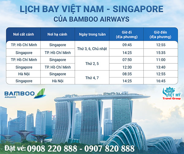 Bamboo ưu đãi vé máy bay đi Singapore chỉ từ 9 SGD