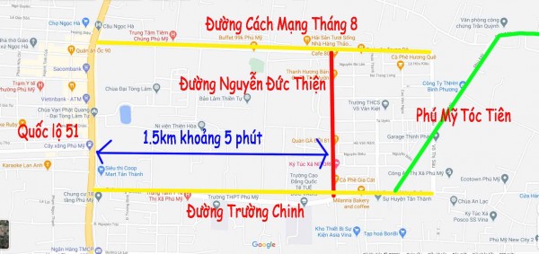Bán đất mặt tiền đường Nguyễn Đức Thuận thị xã Phú Mỹ
