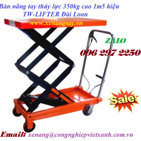 Bàn nâng tay thủy lực 350kg cao 1m5