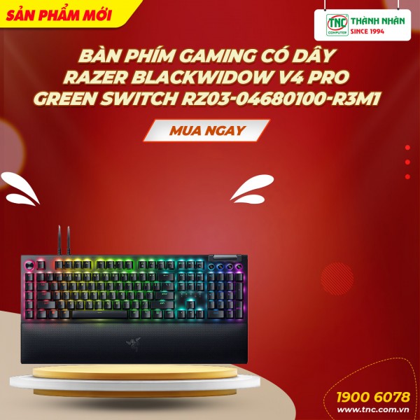 Bàn phím Gaming có dây Razer BlackWidow V4 Pro Green Switch RZ03-04680100-R3M1