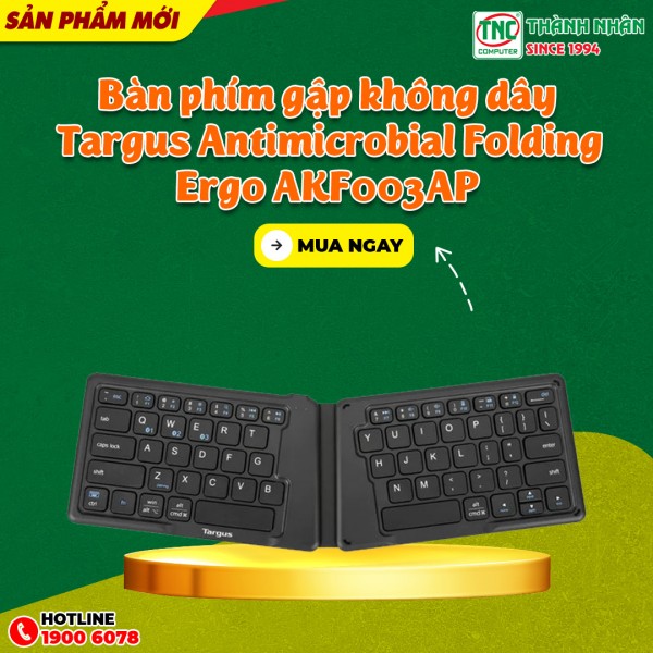  Bàn phím gập không dây Targus Antimicrobial Folding Ergo AKF003AP