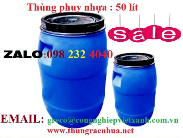 Bán thùng phuy nhựa 50 lít đựng hóa chất giá rẻ