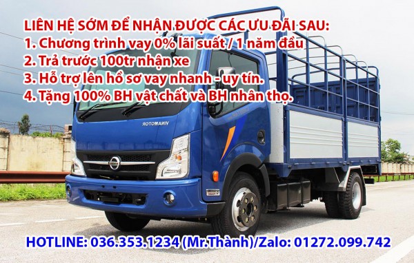 BÁN VINAMOTOR NISSAN 200-2019 (1.9T) THÙNG BẠT (THÙNG DÀI 4M23)