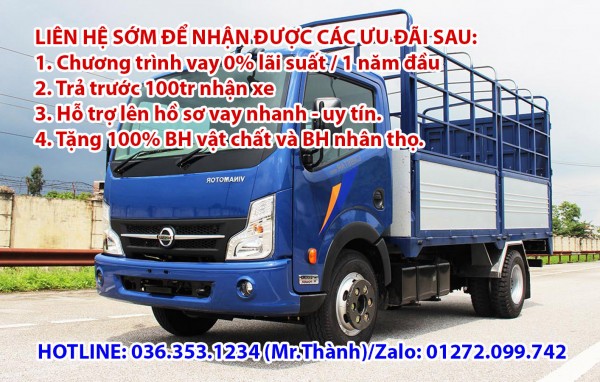 Bán xe tải vinamotor 1T9 thùng bạt giá rẻ nhất thị trường