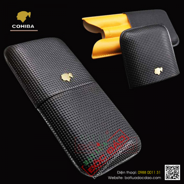 Bao da đựng xì gà, bao da Cohiba 3 điếu 014 (quà biếu sếp)
