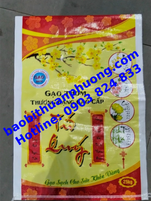 Bao đựng gạo, túi đựng gạo in flexo cho ngày tết 