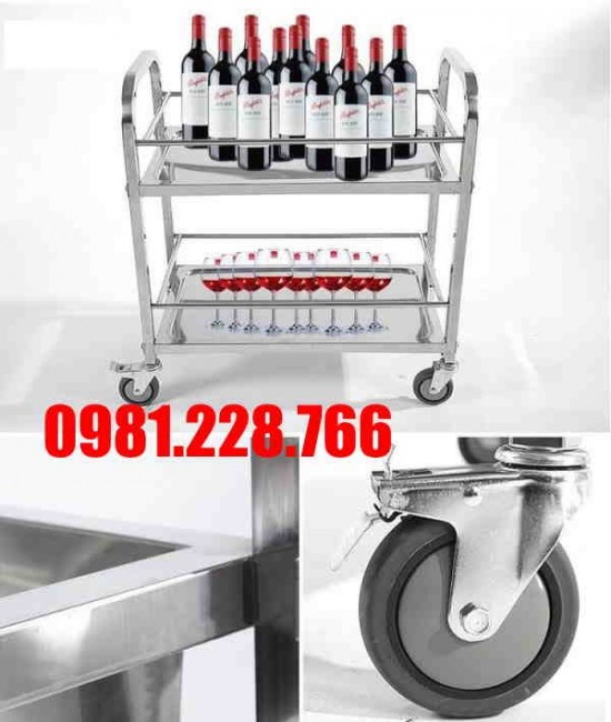 Báo giá xe trolley nhà hàng 2 tầng inox TỐT nhất