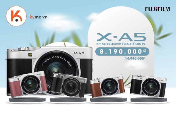 Bão sale- Kyma giảm giá đến 45% khi mua Máy ảnh Fujifilm X-A5 Kit XC15-45mm