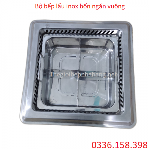 Bộ bếp lẩu inox 4 ngăn 3000w giá tốt