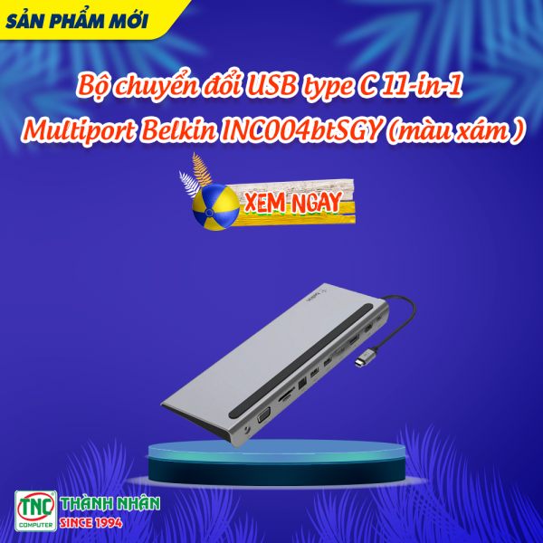 Bộ chuyển đổi USB type C 11-in-1 Multiport Belkin INC004btSGY (màu xám )
