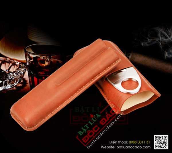 Bộ phụ kiện xì gà Cohiba P108: bao da xì gà, dao cắt xì gà cao cấp
