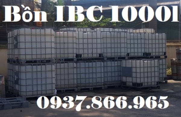 Bồn nhựa đựng nước cho công trình, tank nhựa có khung thép bao quanh, Bồn IBC cũ 1000l