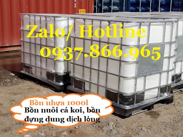 Bồn nhựa hình chữ nhật có khung thép, bồn IBC, tank 1000l, giá tank nhựa