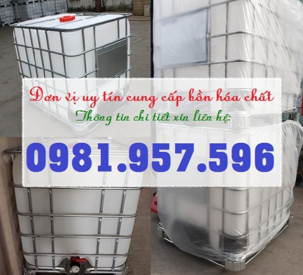 Bồn nhựa trắng 1000L cũ, bồn hóa chất 1000L cũ