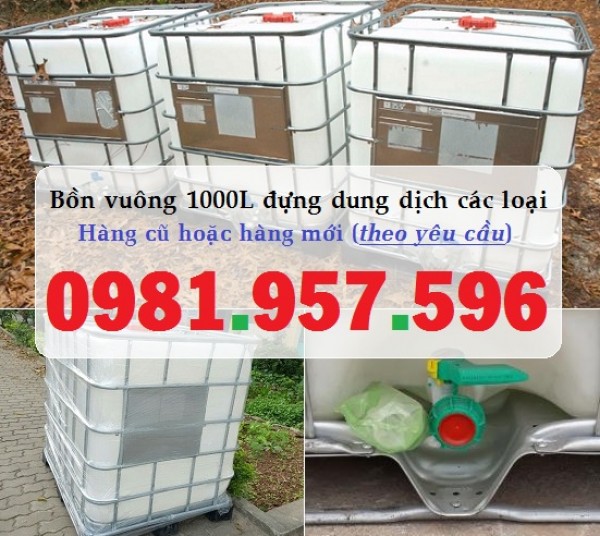 Bồn nhựa vuông 1000L, bồn nhựa trắng 1000L, bồn nhựa có van xả﻿