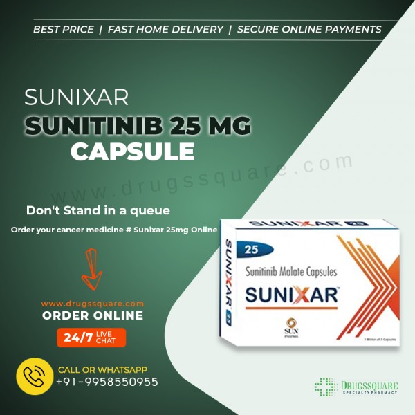 Buy Sunixar 25 mg Online | Sun Pharma Sunitinib Capsule với giá thấp nhất
