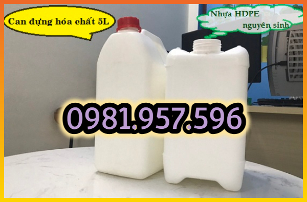 Can đựng chất ăn mòn, can nhựa HDPE 5L, can 5L đựng hóa chất