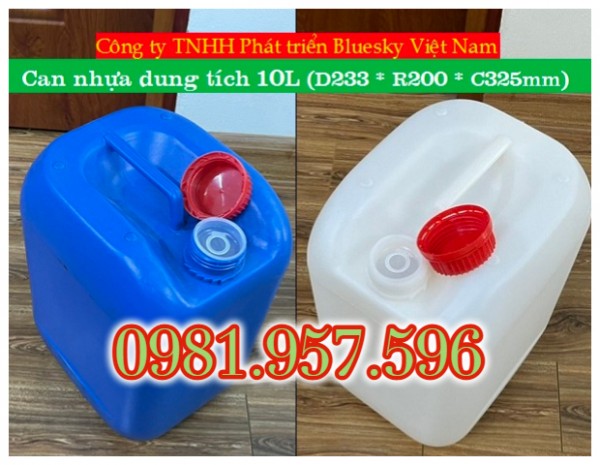 Can đựng hóa chất 10L, can nhựa HDPE dung tích 10L