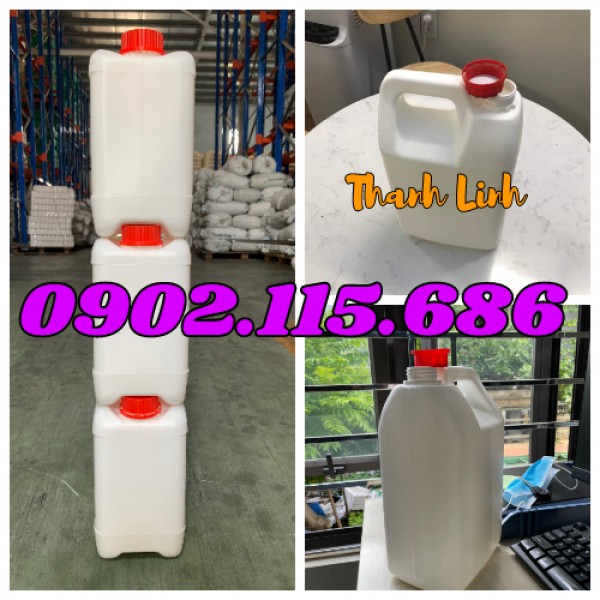 Can đựng hóa chất 5L, can nhựa HDPE, can trắng 5 lít, can nhựa loại dày