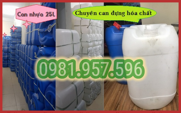 Can nhựa 25L, can nhựa HDPE hóa chất, can có nắp chống tràn﻿