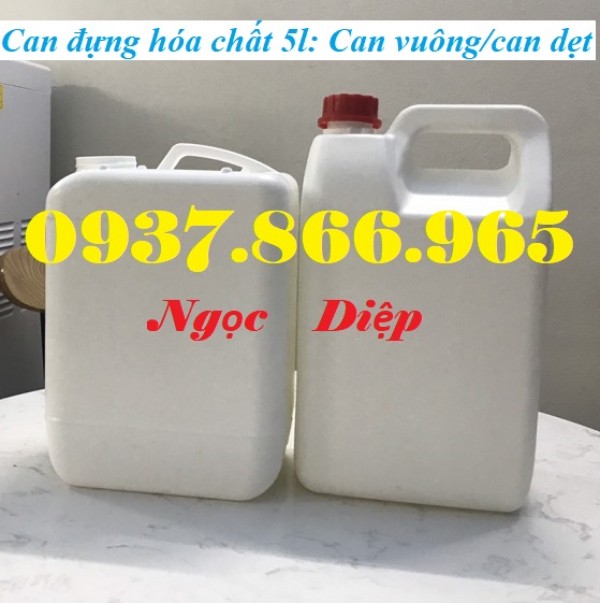 Can nhựa 5L đựng hóa chất, can nhựa HDPE các loại, can nhựa trắng 5L