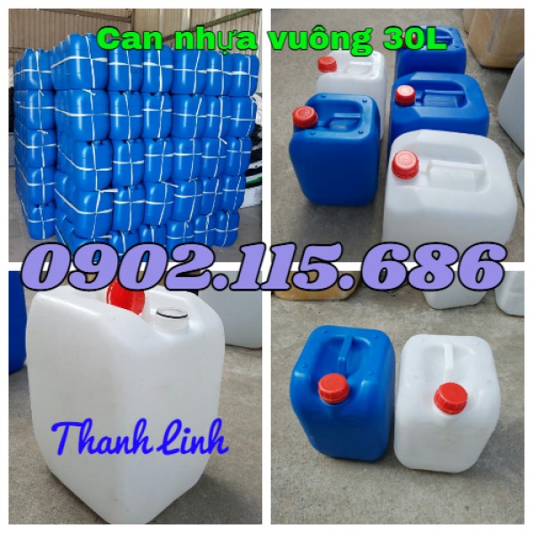 Can nhựa đựng hóa chất, can nhựa vuông 30L, can nhựa, 