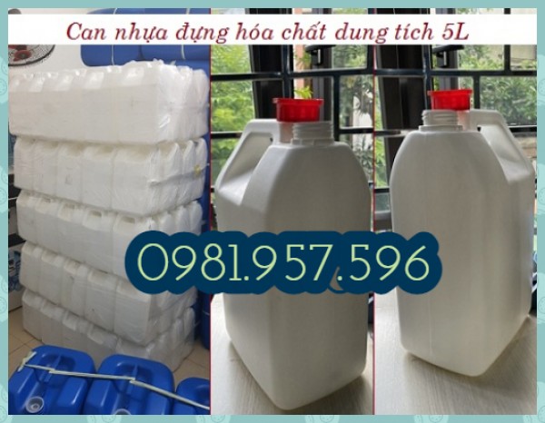 Can nhựa HDPE 5L, can nhựa đựng hóa chất 5L, can nhựa 5L