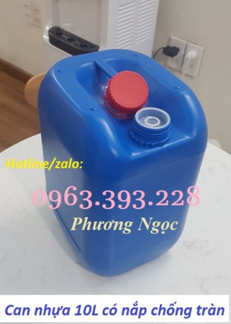 Can nhựa hóa chất dung tích 10 Lít, can vuông nhựa nguyên sinh