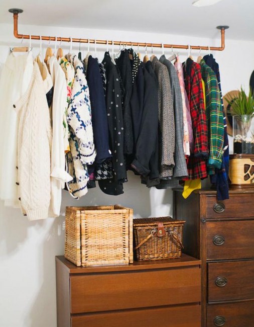Căn phòng cực ấn tượng với cách lưu trữ quần áo không cần tủ