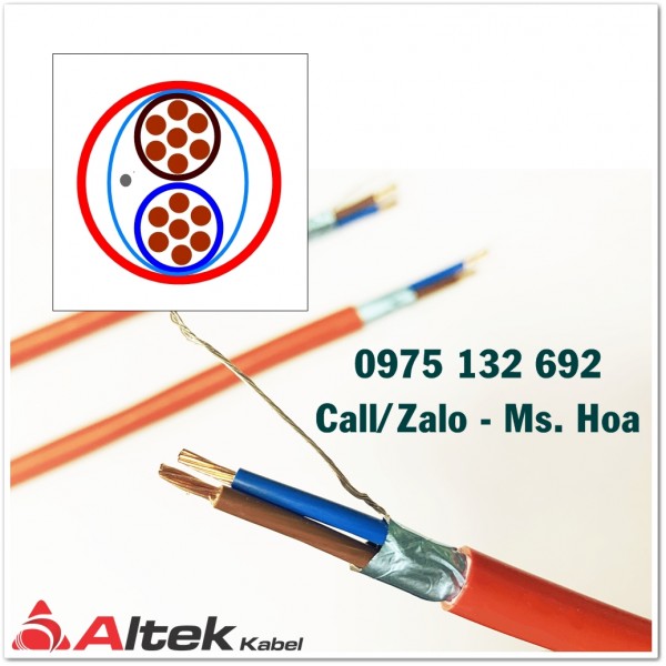 Cáp chống cháy 2x1.5, cáp tín hiệu 2x1.5 chống cháy chống nhiễu