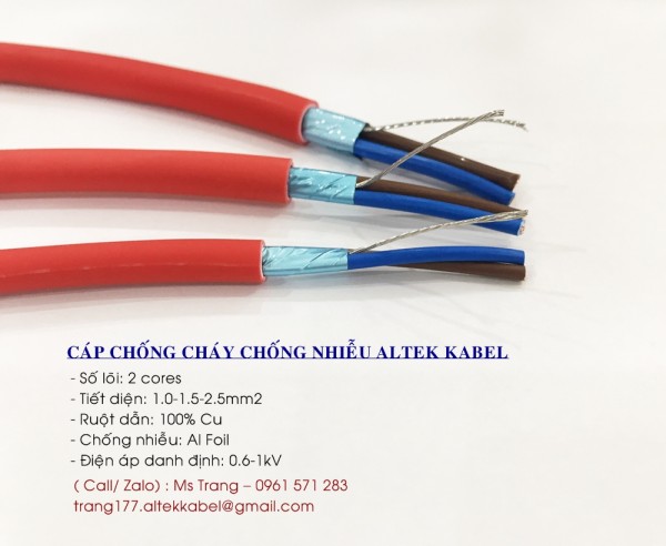 Cáp chống cháy 2x2.5 vỏ LSZH màu đỏ cam