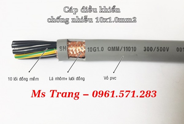 Cáp điều khiển 10 lõi tiết diện 0.5mm2