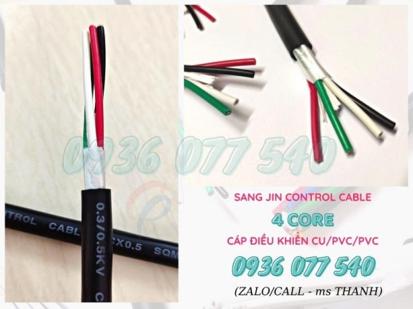 Cáp điều khiển 4C x 0.75 mm2 - Cáp Sang Jin RVV (CU/PVC/PVC)