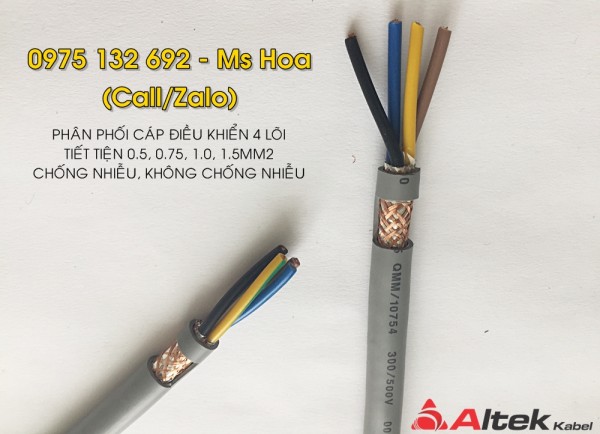 Cáp điều khiển 4x1.0, cáp tín hiệu 4x1.0 Altek Kabel