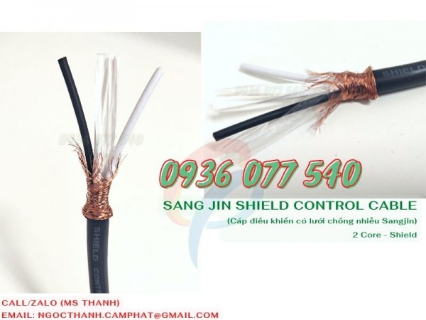 Cáp điều khiển Sangjin 2 x 1.5 mm2 - Cáp Sang Jin 2C x 1.5 SQMM có lưới chống nhiễu