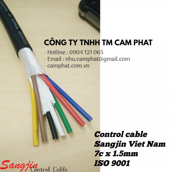 Cáp điều khiển Sangjin 7 core x 1.25 SQMM không chống nhiễu