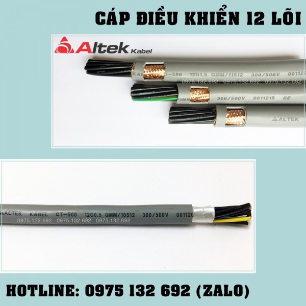 Cáp tín hiệu 12x1.0 có màn chắn chống nhiễu, cáp điều khiển 12x1.0