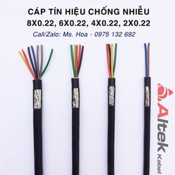 Cáp tín hiệu 2x0.22, 4x0.22, 6x0.22, 8x0.22 chống nhiễu