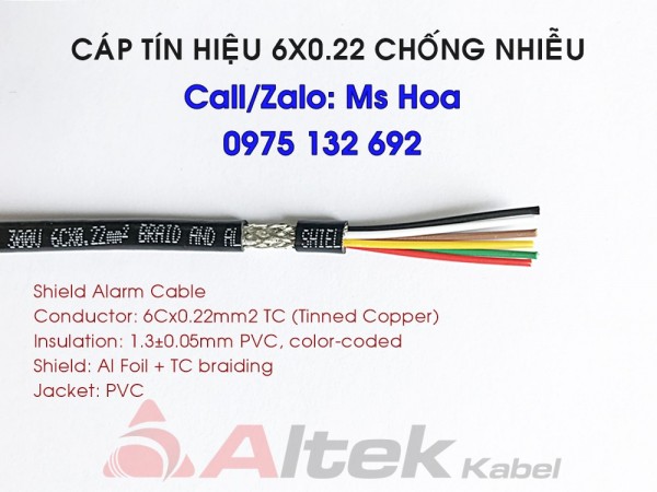 Cáp tín hiệu 6x0.22 dùng trong hệ thống âm thanh, báo cháy, thông báo…